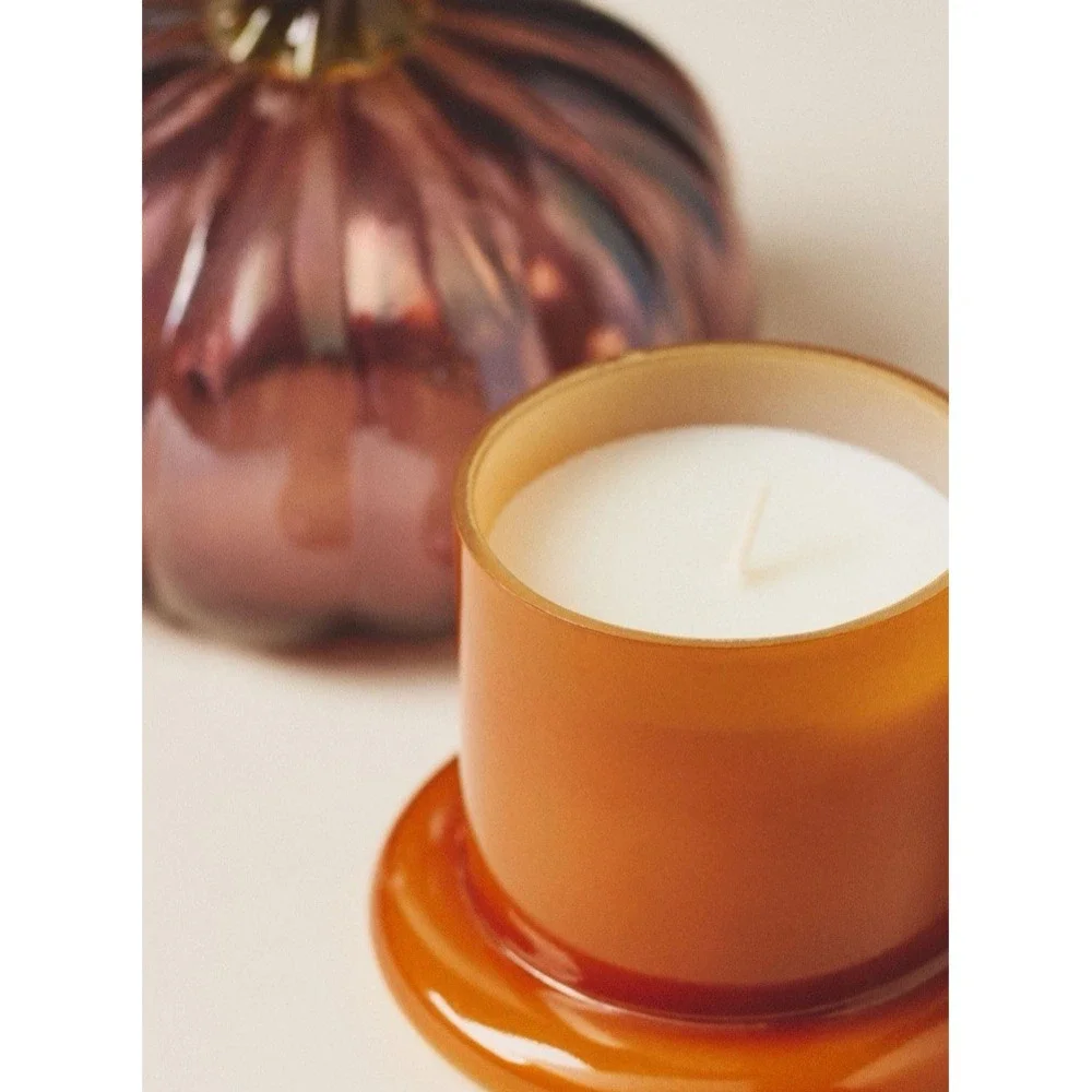 Anthropologie‎ Amber Cloche Candle Woods Pumpkin Cinnamon Scent Fall Autumn Gift